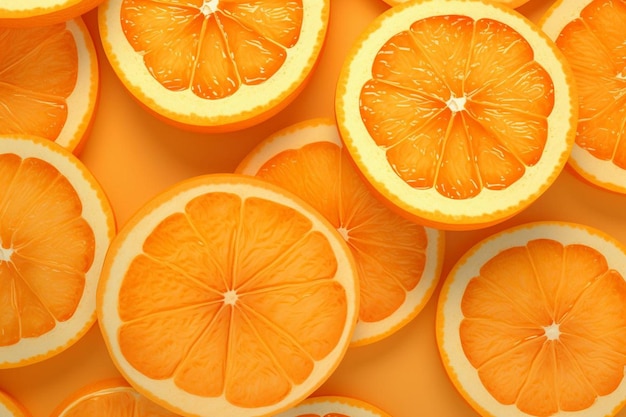 Oranges sur fond jaune avec des oranges