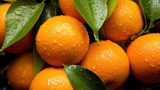 Des oranges fraîches dans des gouttes d'eau