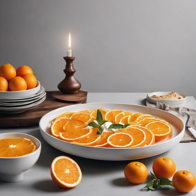 Des oranges fraîches disposées dans un bol blanc