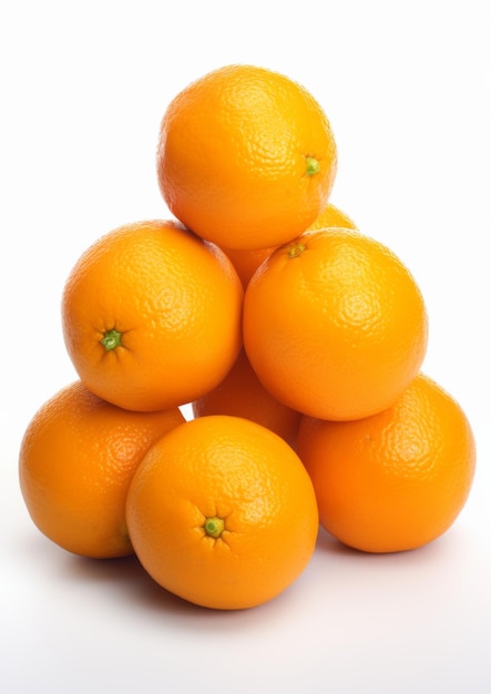 Des oranges juteuses fraîches sur un fond blanc IA générative