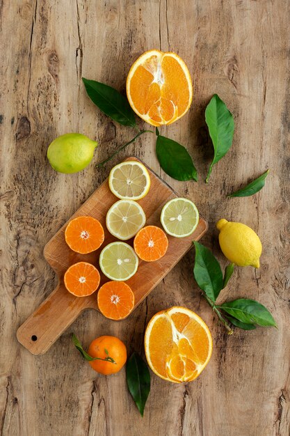 Oranges, Mandarines Et Citrons Vus De Dessus