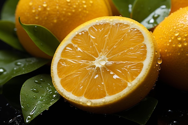 oranges mûres et citrons sur fond de bois alimentation saine