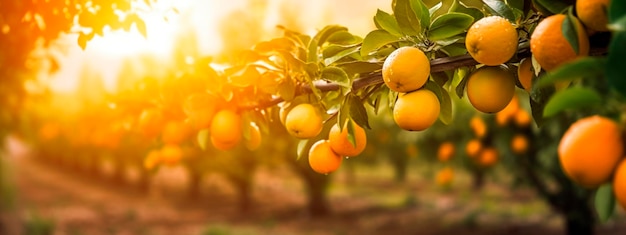 Les oranges poussent sur un arbre dans un jardin de récolte Generative Ai