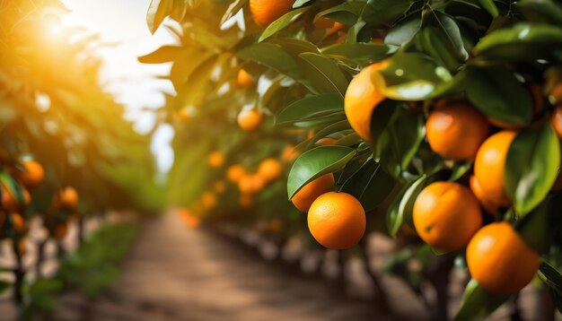 Les oranges poussent sur un arbre dans un jardin de récolte