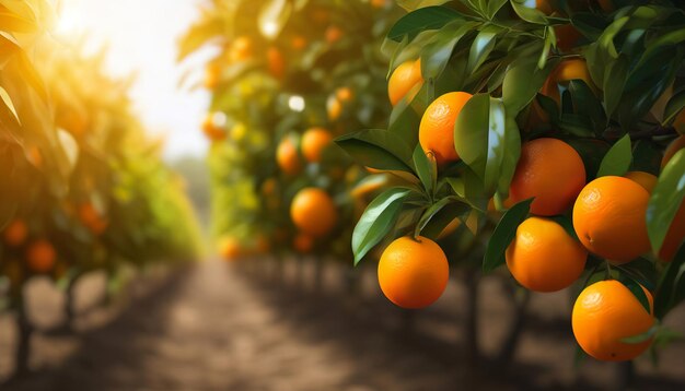 Les oranges poussent sur un arbre dans un jardin de récolte