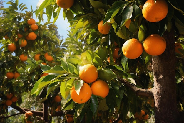 Les oranges poussent sur un arbre dans le jardin.