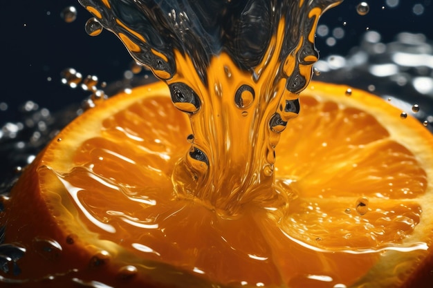 Les oranges tombent dans l'eau