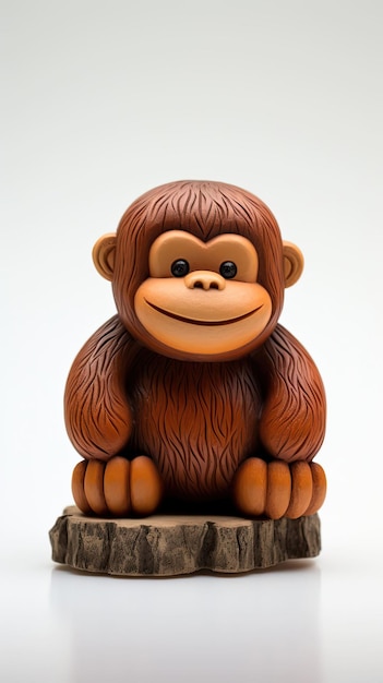 Orangutan Animal Artisanat de personnage avec un fond de studio isolé