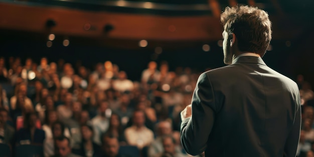 L'orateur principal s'adresse à l'auditoire lors d'une conférence