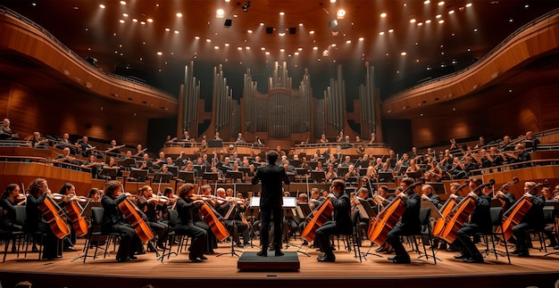 Orchestre symphonique dans la grande salle du théâtre image générée par l'IA