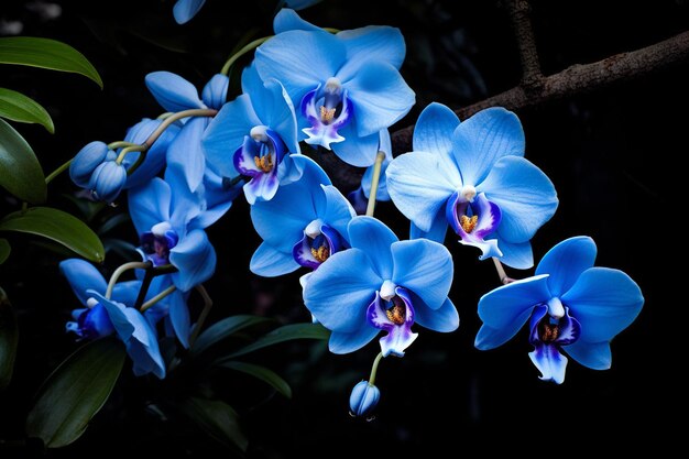 Photo l'orchidée bleue pousse dehors.