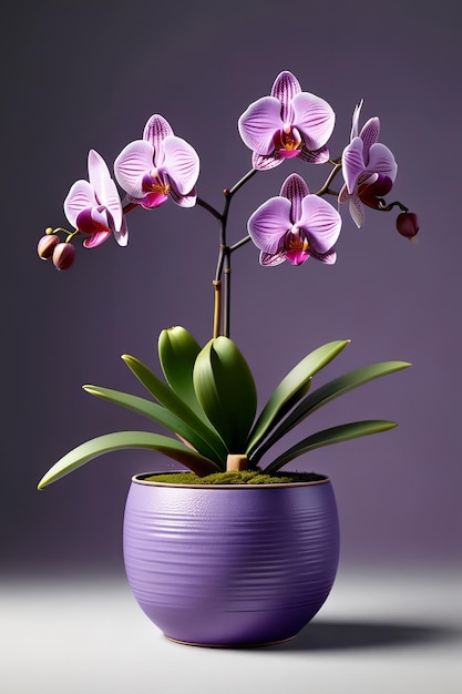 une orchidée en fleurs dans un pot