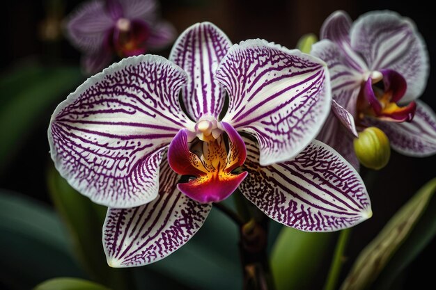 Une orchidée violette vibrante en gros plan