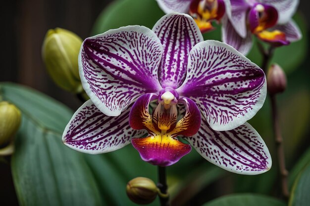 Photo une orchidée violette vibrante en gros plan