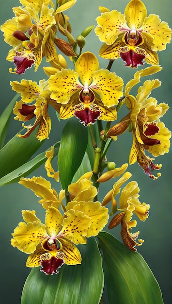 Des orchidées Oncidium vibrantes et exotiques en pleine floraison Des fleurs grandes et détaillées