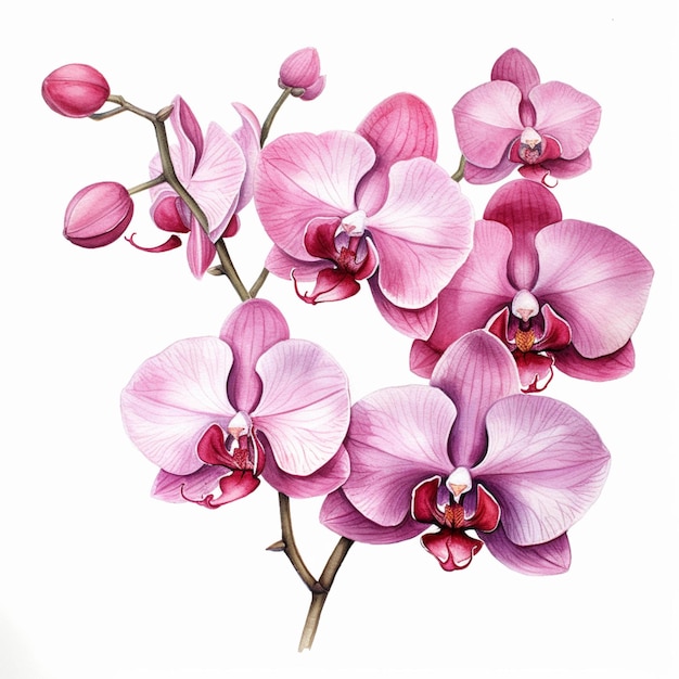 Les orchidées violettes sont affichées sur un fond blanc avec une ai générative de fond blanc