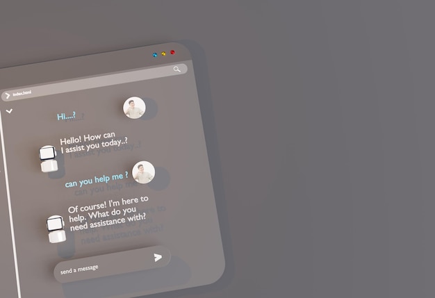 L'ordinateur 3D AI Robot Chatbot Web UIUX Algorithmes de programmation du logiciel Illustration de rendu 3D