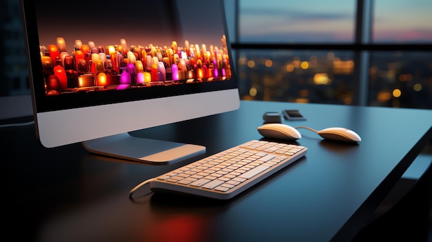 un ordinateur sur un bureau