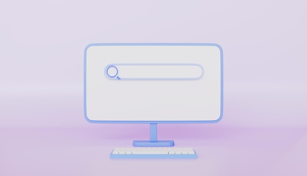 Ordinateur avec clavier et concept de recherche en ligne