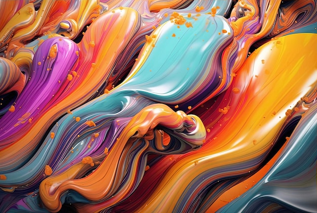 un ordinateur coloré a rendu la peinture abstraite dans le style du métal liquide