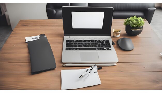 un ordinateur portable et un bloc-notes sur un bureau avec un stylo et un stylo dessus