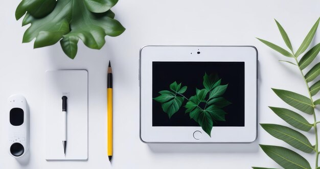 Un ordinateur portable de bureau blanc avec une tablette à plat