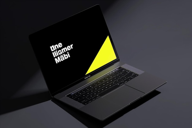 un ordinateur portable avec un écran noir et un clavier jaune