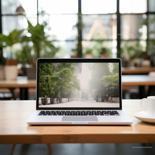 un ordinateur portable avec une image d'un arbre sur l'écran