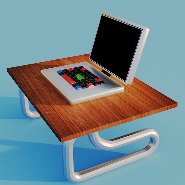 un ordinateur portable qui est assis sur une table avec un clavier dessus