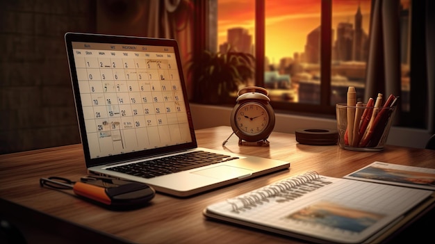 un ordinateur portable sur la table à l'intérieur d'un bureau