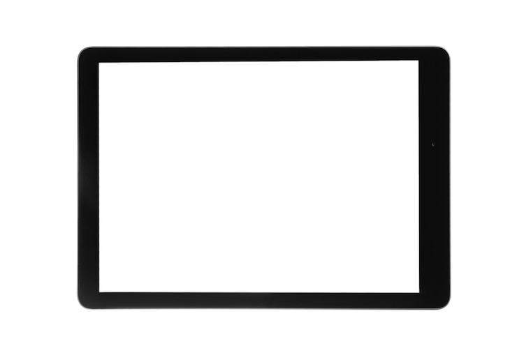 Photo ordinateur tablette avec écran blanc isolé sur blanc gadget moderne