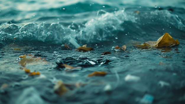 Les ordures flottant sur l'eau