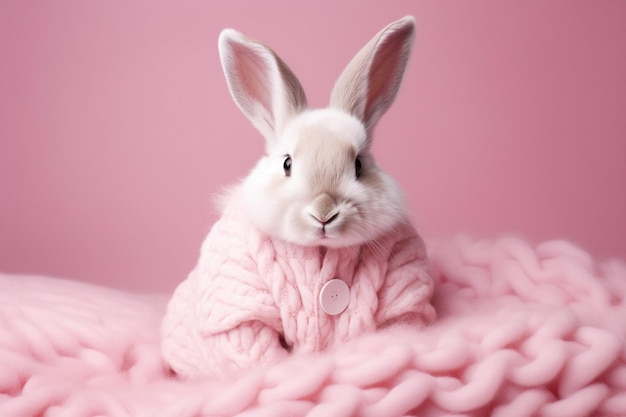 Oreille de lapin domestique lapin pelucheux petit lièvre mignon adorable mammifère blanc nature jolie petite fourrure poilue pâques rose animal fond rongeur animaux bébé