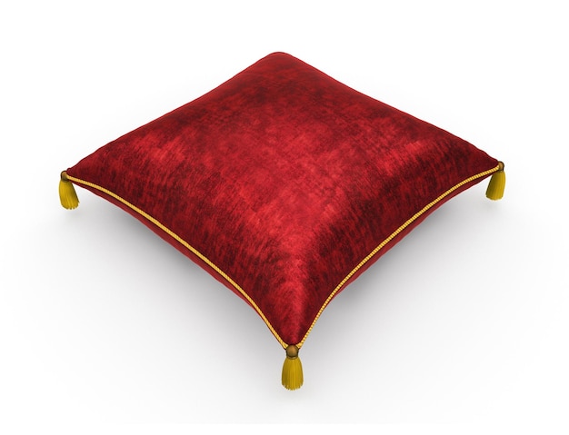 Oreiller de velours rouge royal sur fond blanc 2