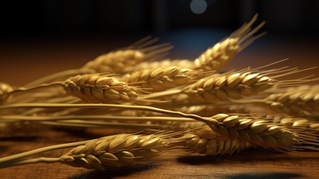 oreilles de blé et grains lentille macro éclairage réaliste