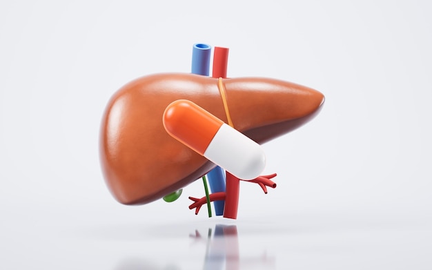 Organe du foie avec concept de soins de santé 3D rendu illustration 3D