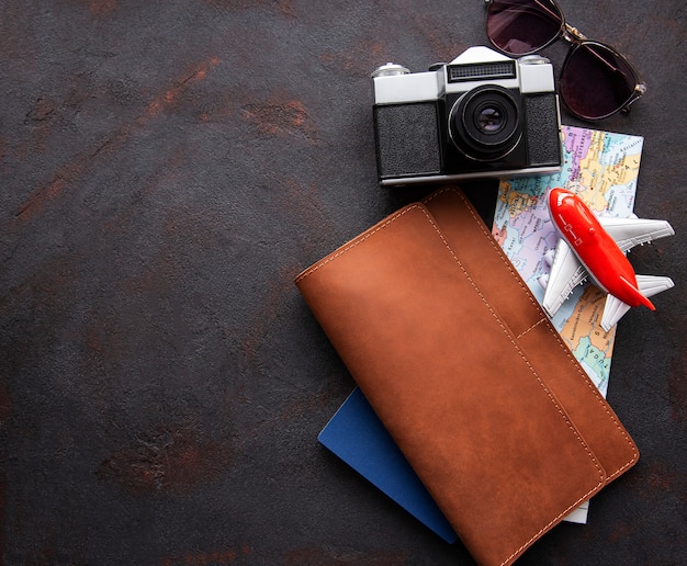 Organisateur de voyage en cuir marron