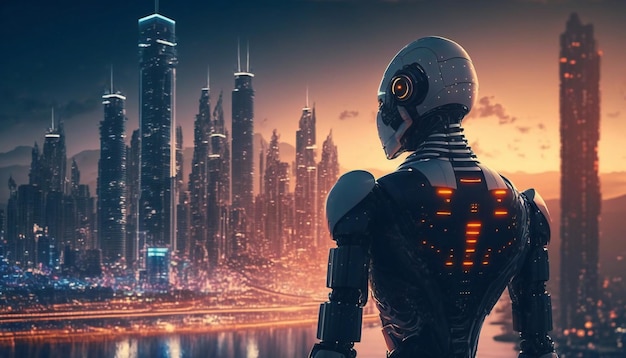 Les organismes cybernétiques et les machines pilotées par l'IA sont la vague du futur alors que les frontières entre l'homme et la machine s'estompent dans un monde poussé par l'innovation numérique et les concepts futuristes AI générative