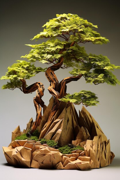 Origami d'art sur papier d'arbre bonsai japonais