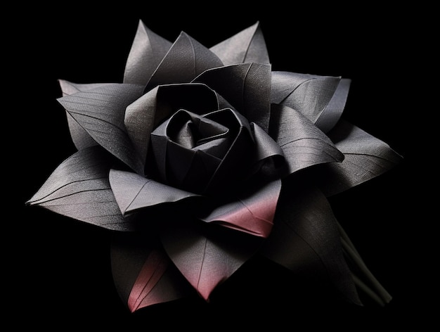 Origami de grue en papier rose noire AI_Generated