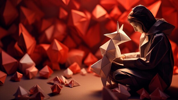 et origami en papier en forme d'animal