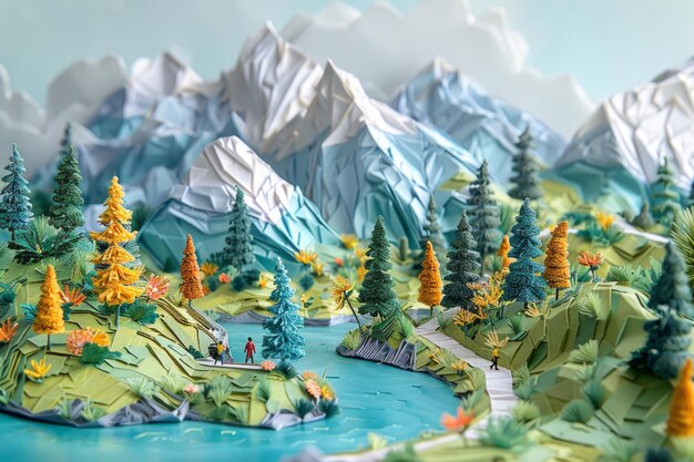 Origami ville de papier été montagne aventure essence