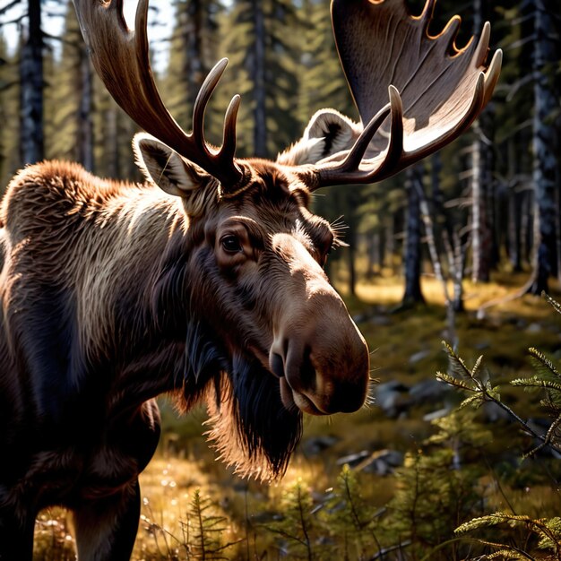 Photo l'orignal est un animal sauvage vivant dans la nature et faisant partie de l'écosystème.