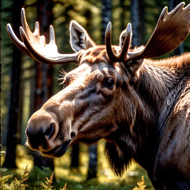 Photo l'orignal est un animal sauvage vivant dans la nature et faisant partie de l'écosystème.