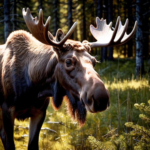 Photo l'orignal est un animal sauvage vivant dans la nature et faisant partie de l'écosystème.