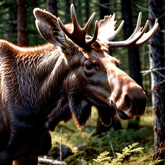 Photo l'orignal est un animal sauvage vivant dans la nature et faisant partie de l'écosystème.