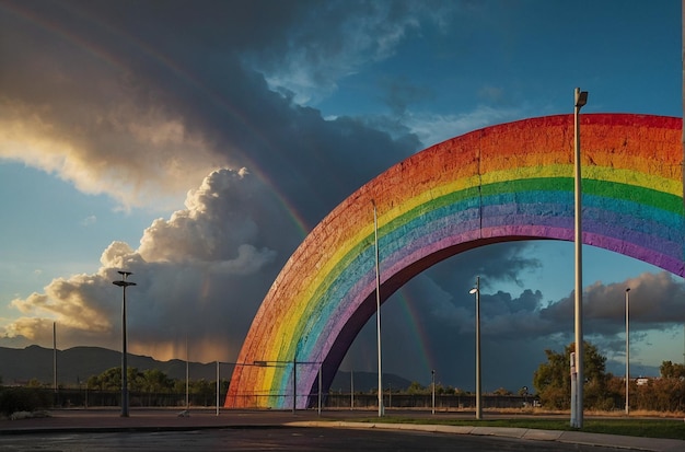 Orné par le point de repère de l'arc-en-ciel