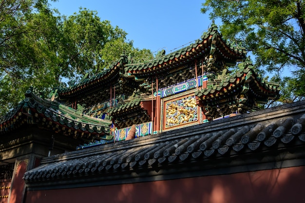 Photo ornement en bois pagode orientale pékin la beauté de l'orient