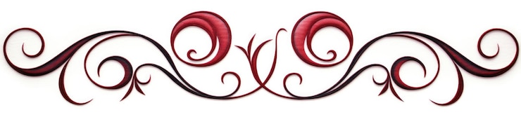 Photo ornement calligraphique élégant de lignes bouclées rouges et noires sur un fond blanc