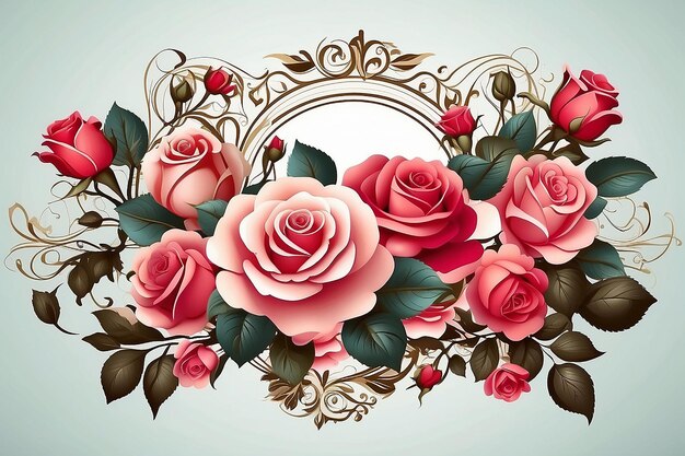 Photo ornement décoratif avec des roses elément de conception pour valentine ou arrière-plan de mariage